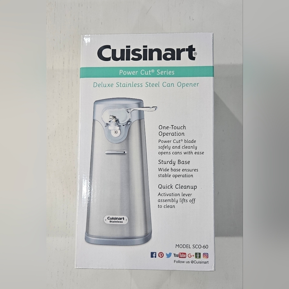 Cuisinart SCO-60 Deluxe Stainless Steel Electric Can Opener. One Touch Operation